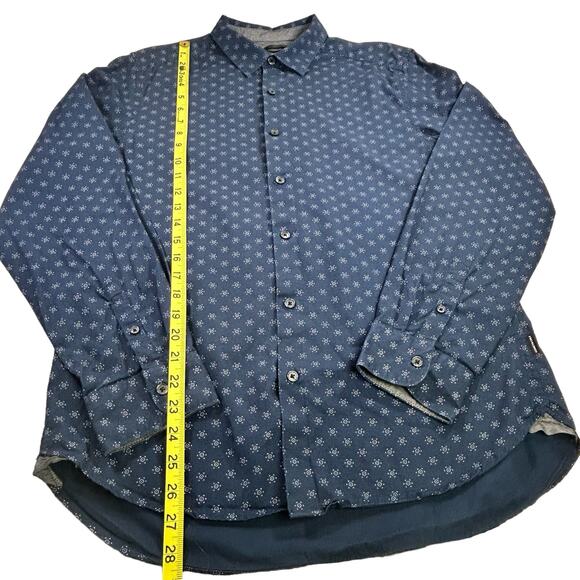 Kenneth Cole New York Men Shirt Size Medium Blue Cotton Career Casual Button Up - Picture 9 of 9